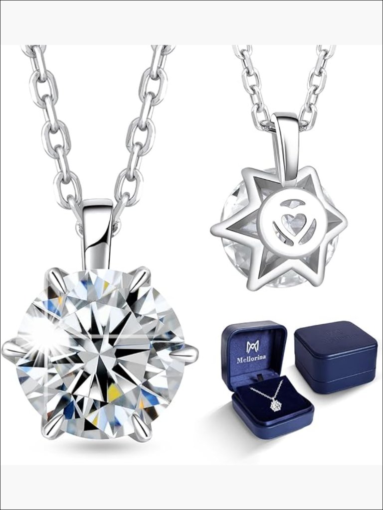 Moissanite Solitaire Necklace, 1 Carat, Sterling Silver, 19" Chain